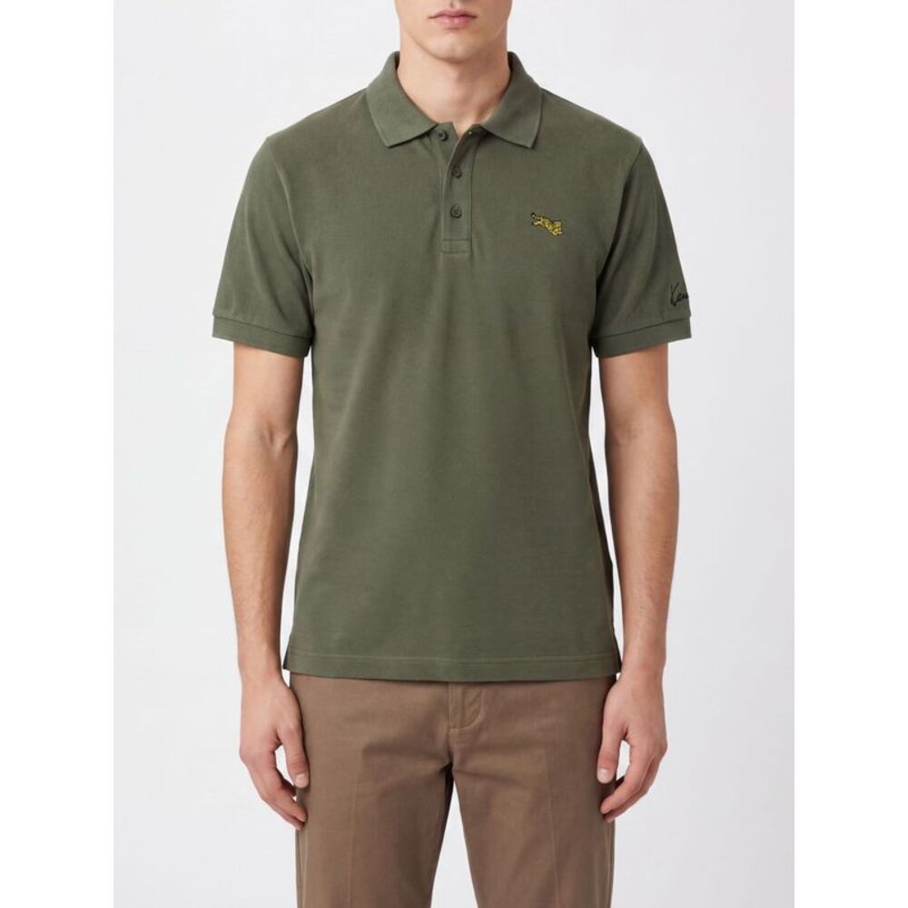 Kenzo Men Kenzo Logo Patch Short-Sleeved Cotton Polo Shirt